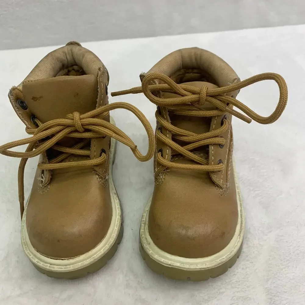 Kid Connection Toddler Boys Sz 5 Dale Work Hiking Combat Boots Tan Outdoor Shoes